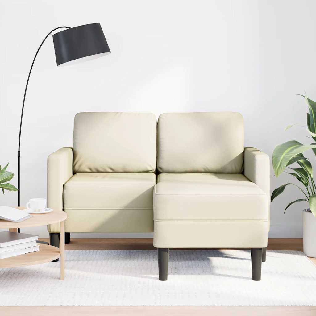 vidaXL Sofa 2-osobowa z leżanką w kształcie litery L, kremowa, 125 cm