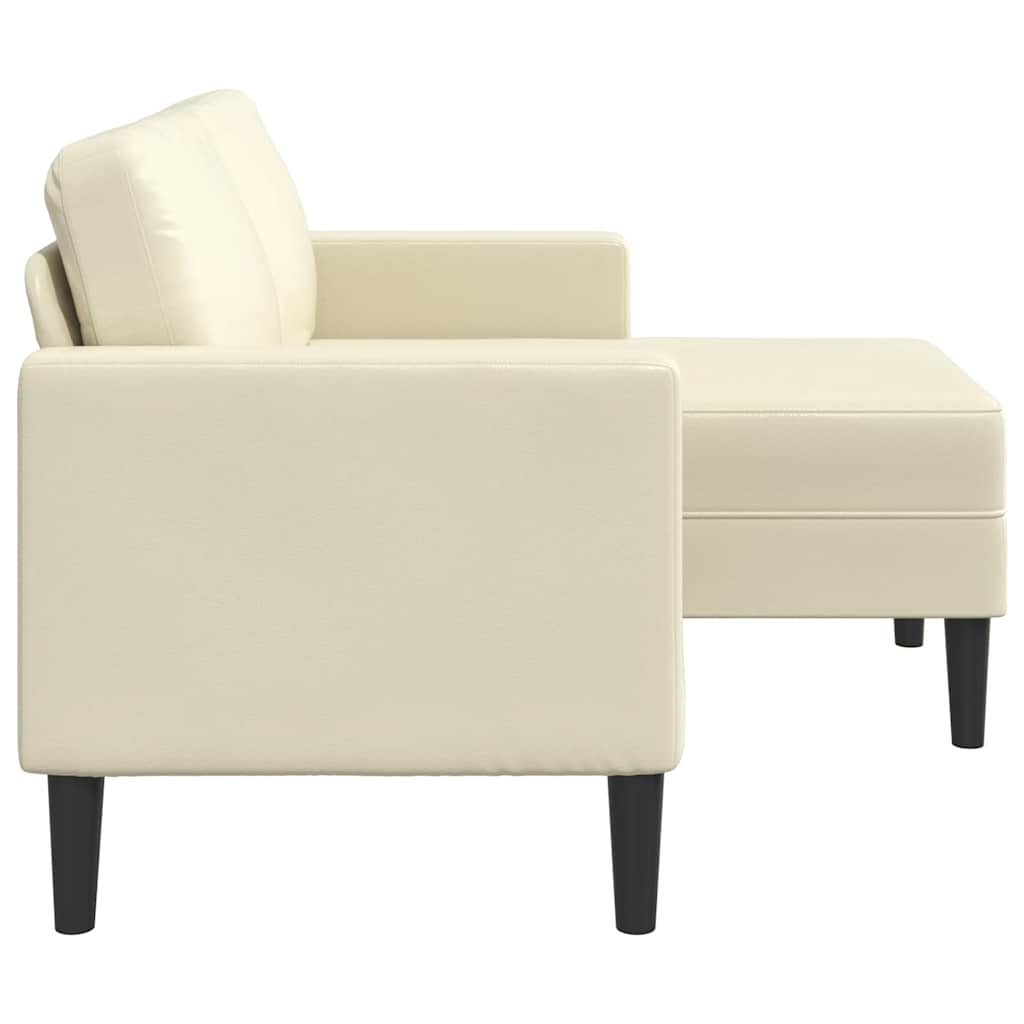 vidaXL Sofa 2-osobowa z leżanką w kształcie litery L, kremowa, 125 cm