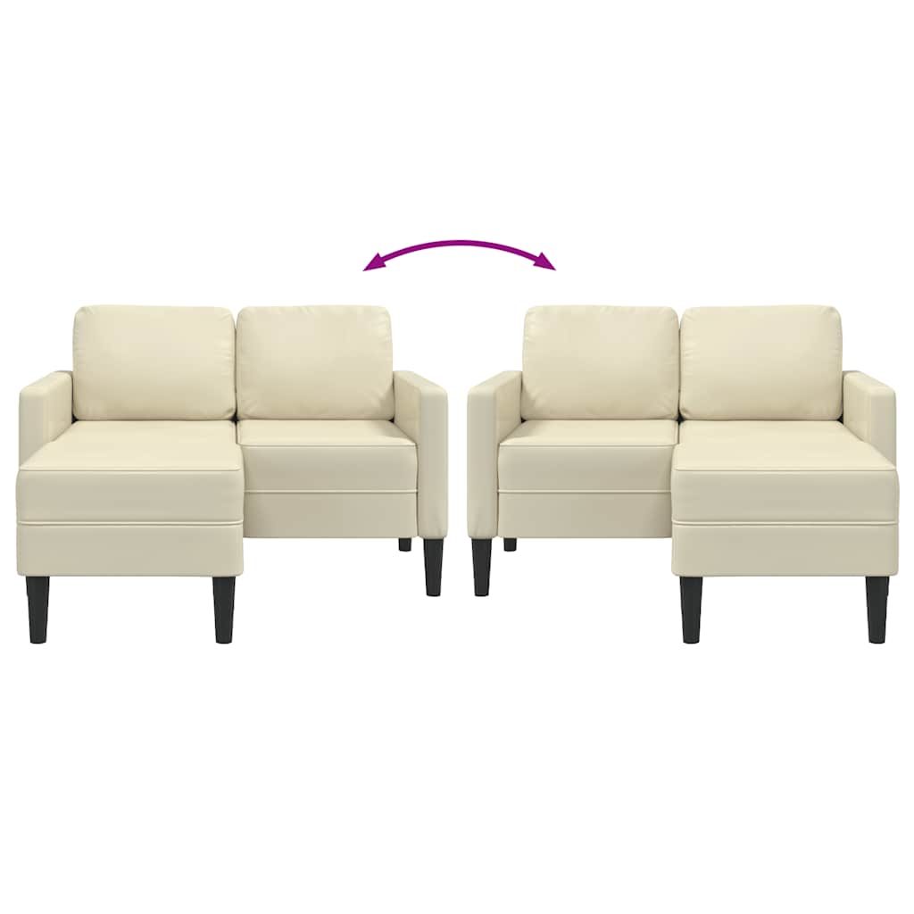 vidaXL Sofa 2-osobowa z leżanką w kształcie litery L, kremowa, 125 cm