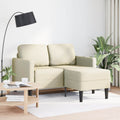 vidaXL Sofa 2-osobowa z leżanką w kształcie litery L, kremowa, 125 cm