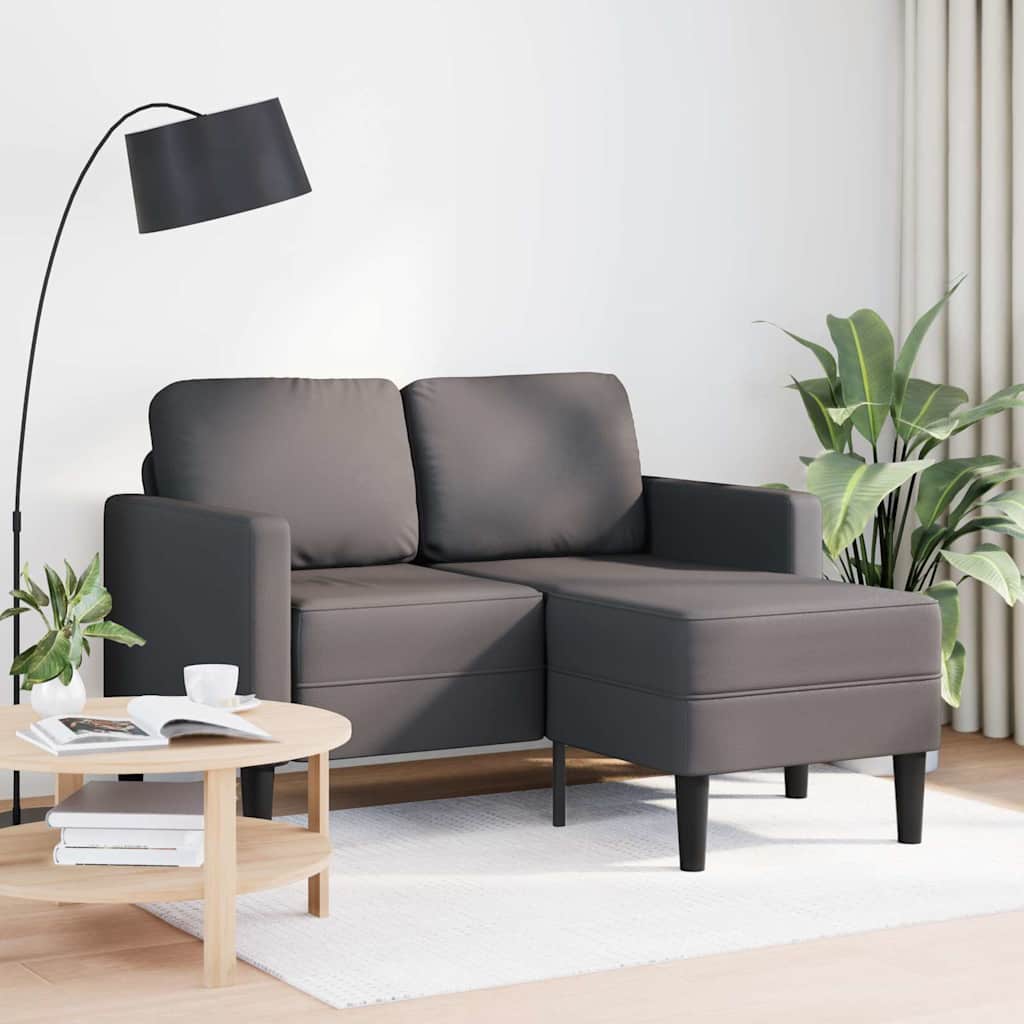 vidaXL Sofa 2-osobowa z szezlongiem w kształcie litery L Szara 125 cm