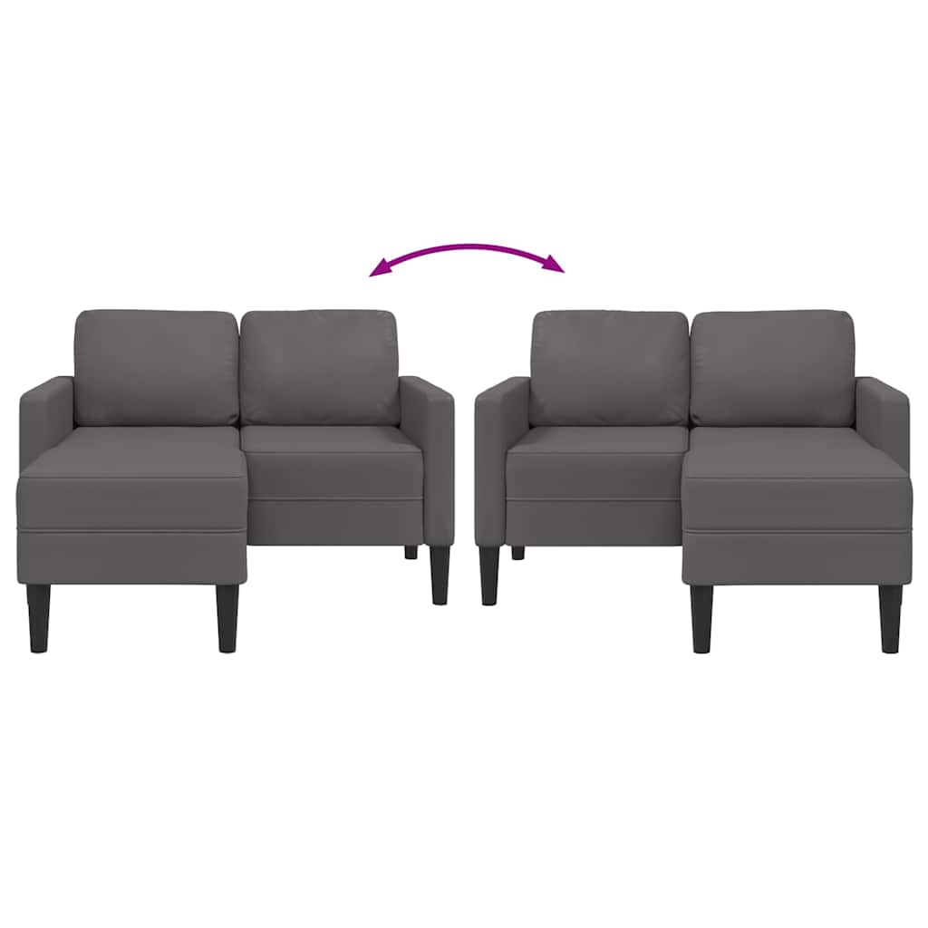 vidaXL Sofa 2-osobowa z szezlongiem w kształcie litery L Szara 125 cm