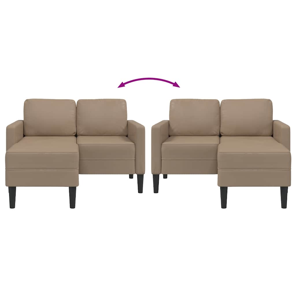 vidaXL Sofa 2-osobowa z szezlongiem w kształcie litery L Cappuccino