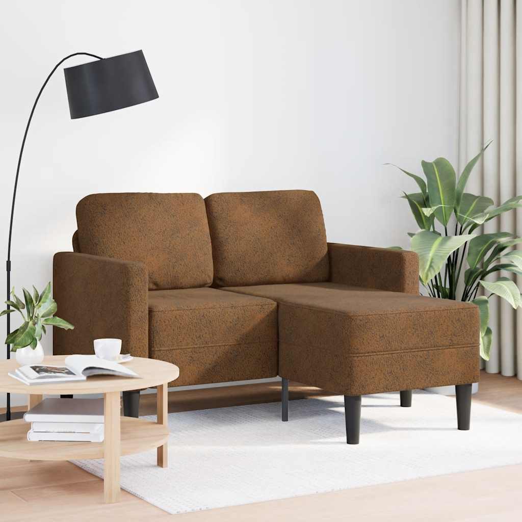 vidaXL Sofa 2-osobowa z szezlongiem w kształcie litery L Brązowa