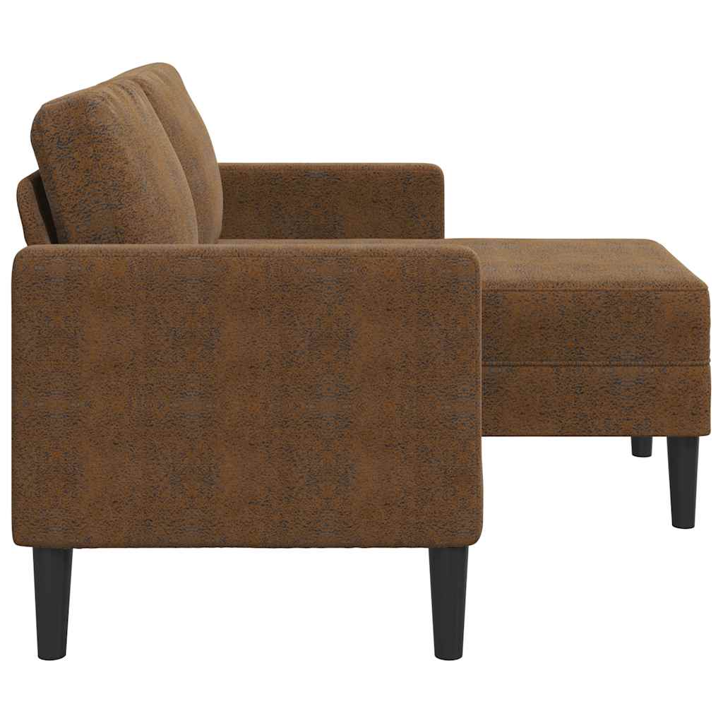 vidaXL Sofa 2-osobowa z szezlongiem w kształcie litery L Brązowa