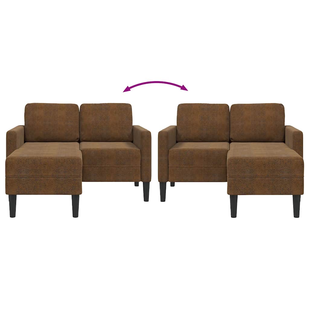 vidaXL Sofa 2-osobowa z szezlongiem w kształcie litery L Brązowa