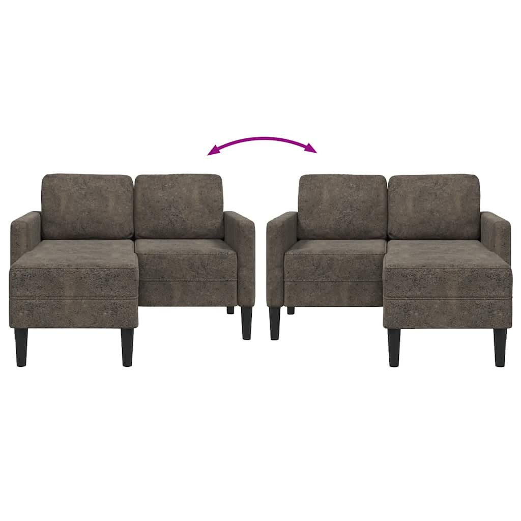 vidaXL Sofa 2-osobowa z szezlongiem w kształcie litery L Ciemnoszara