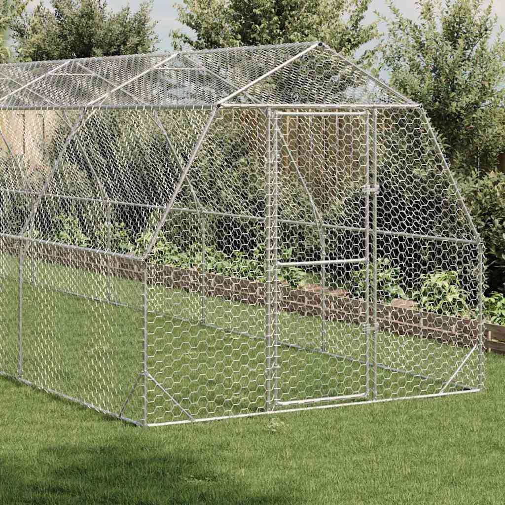vidaXL Kurnik dla kur 2,5x10x2,25 m Stal ocynkowana