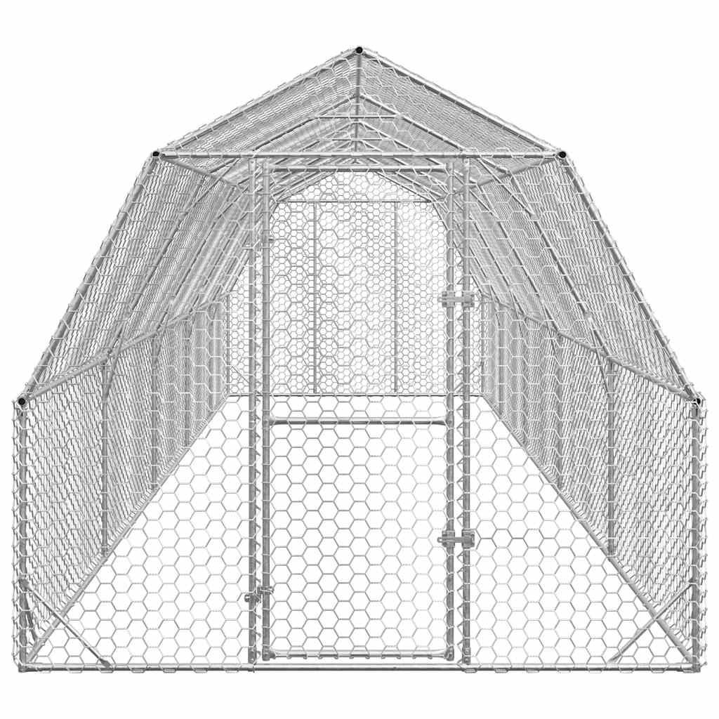 vidaXL Kurnik dla kur 2,5x10x2,25 m Stal ocynkowana
