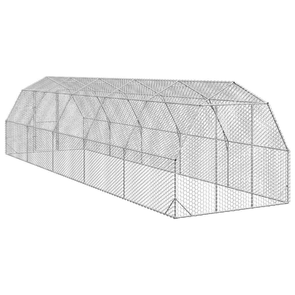 vidaXL Kurnik dla kur 2,5x10x2,25 m Stal ocynkowana