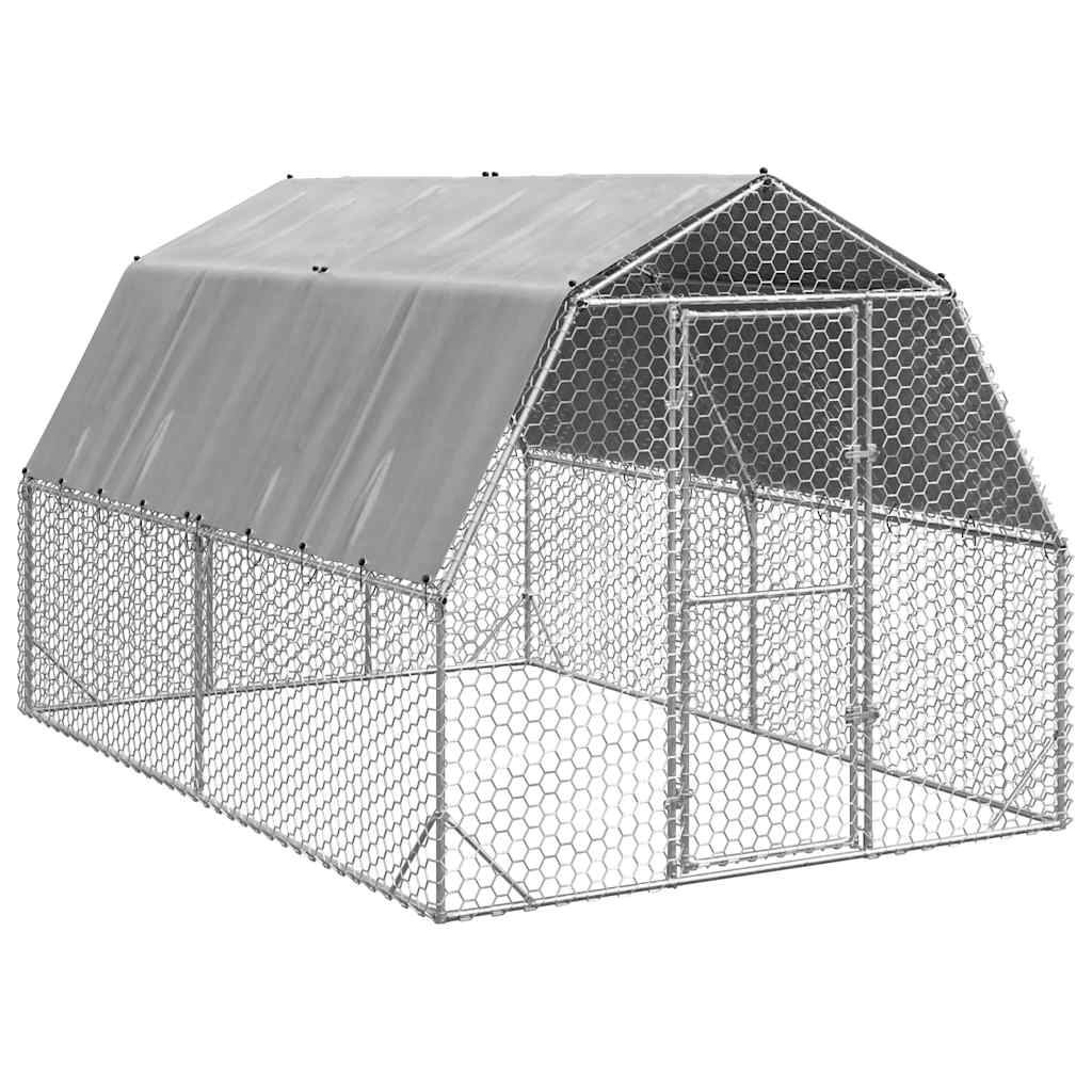 vidaXL Kurnik z dachem 2,5x4x2,25 m Stal ocynkowana