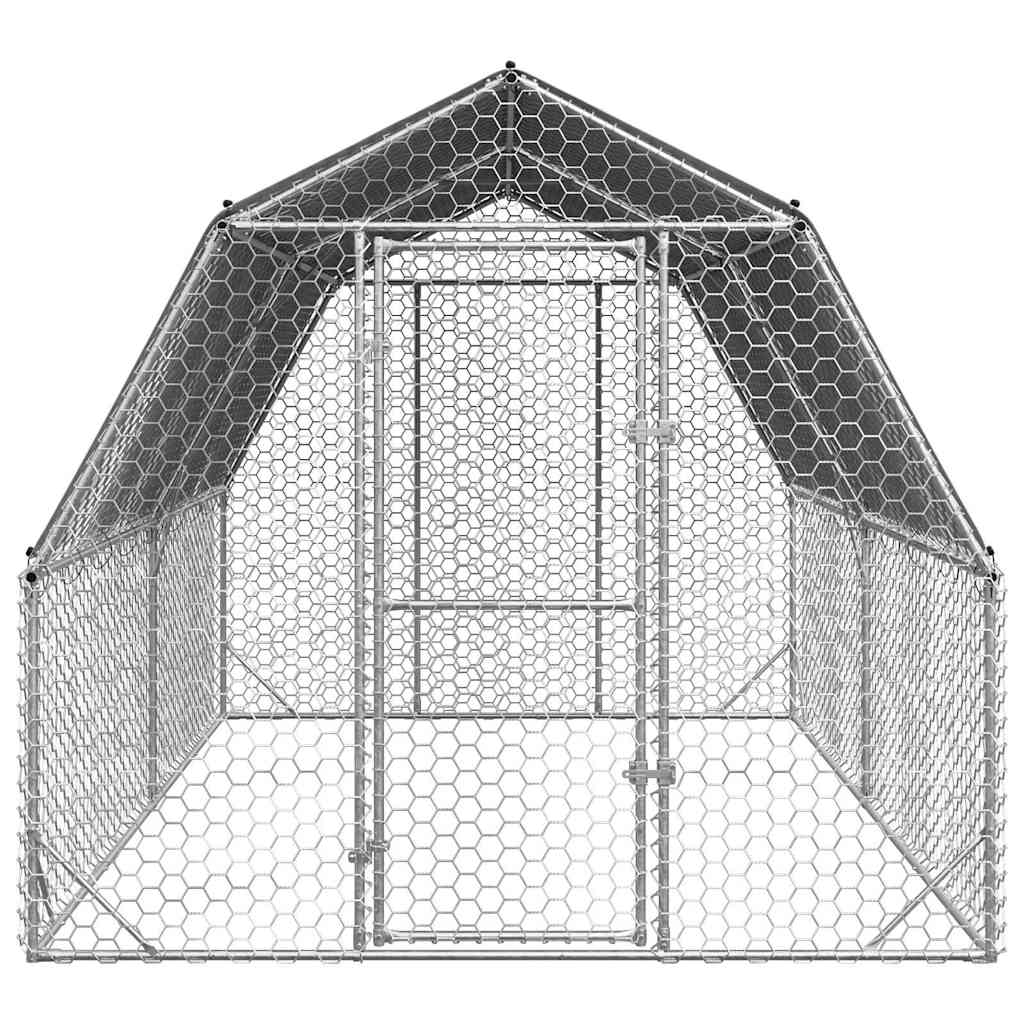 vidaXL Kurnik z dachem 2,5x4x2,25 m Stal ocynkowana