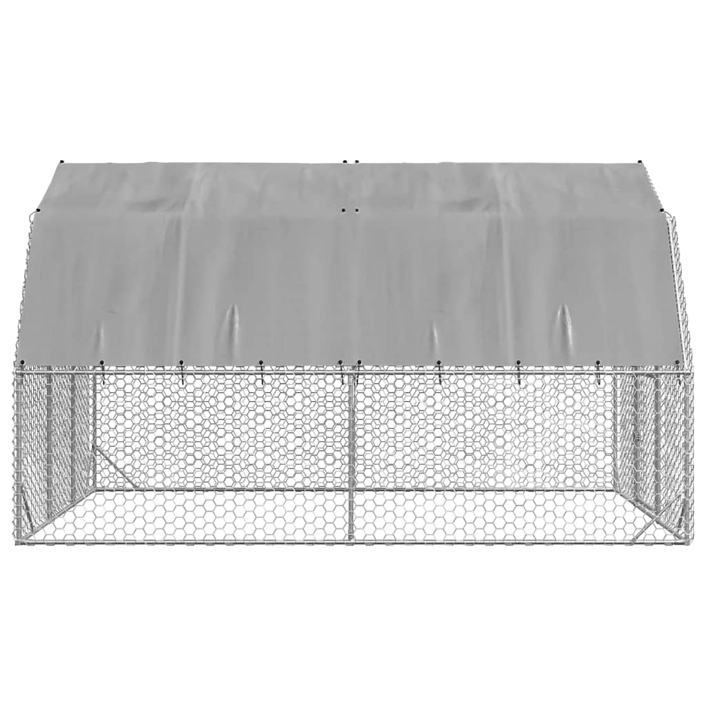 vidaXL Kurnik z dachem 2,5x4x2,25 m Stal ocynkowana