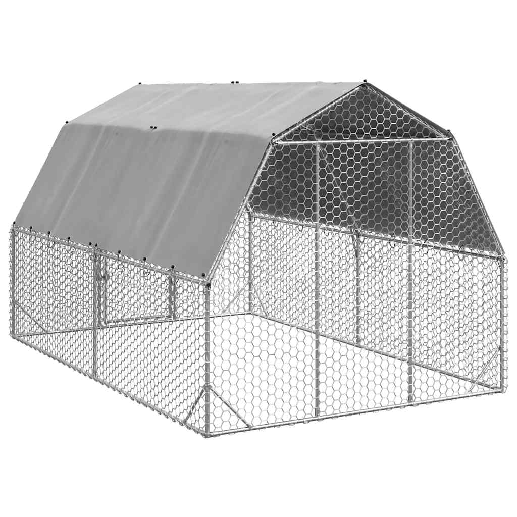 vidaXL Kurnik z dachem 2,5x4x2,25 m Stal ocynkowana