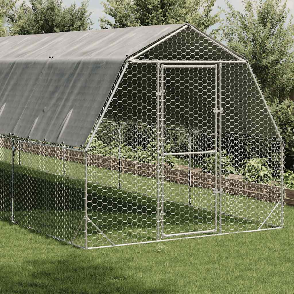 vidaXL Kurnik z dachem 2,5x6x2,25 m Stal ocynkowana