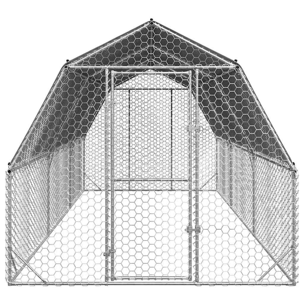 vidaXL Kurnik z dachem 2,5x6x2,25 m Stal ocynkowana