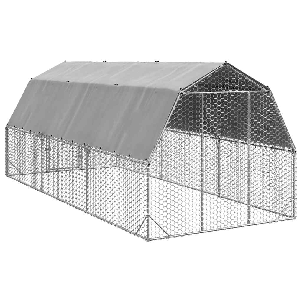 vidaXL Kurnik z dachem 2,5x6x2,25 m Stal ocynkowana