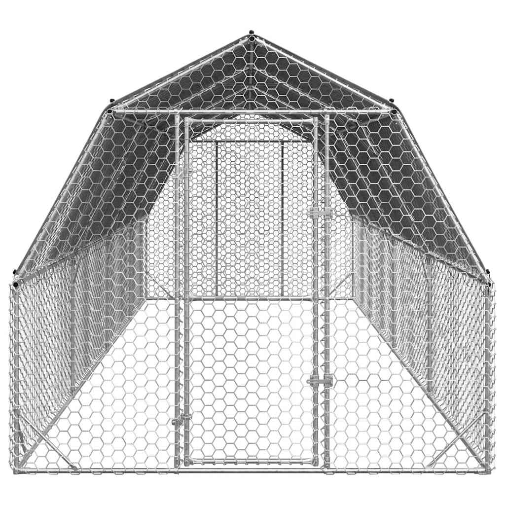 vidaXL Kurnik z dachem 2,5x8x2,25 m Stal ocynkowana