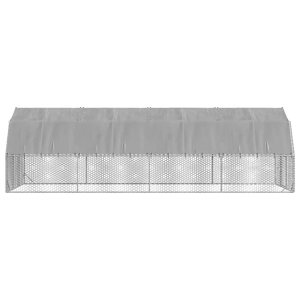 vidaXL Kurnik z dachem 2,5x8x2,25 m Stal ocynkowana