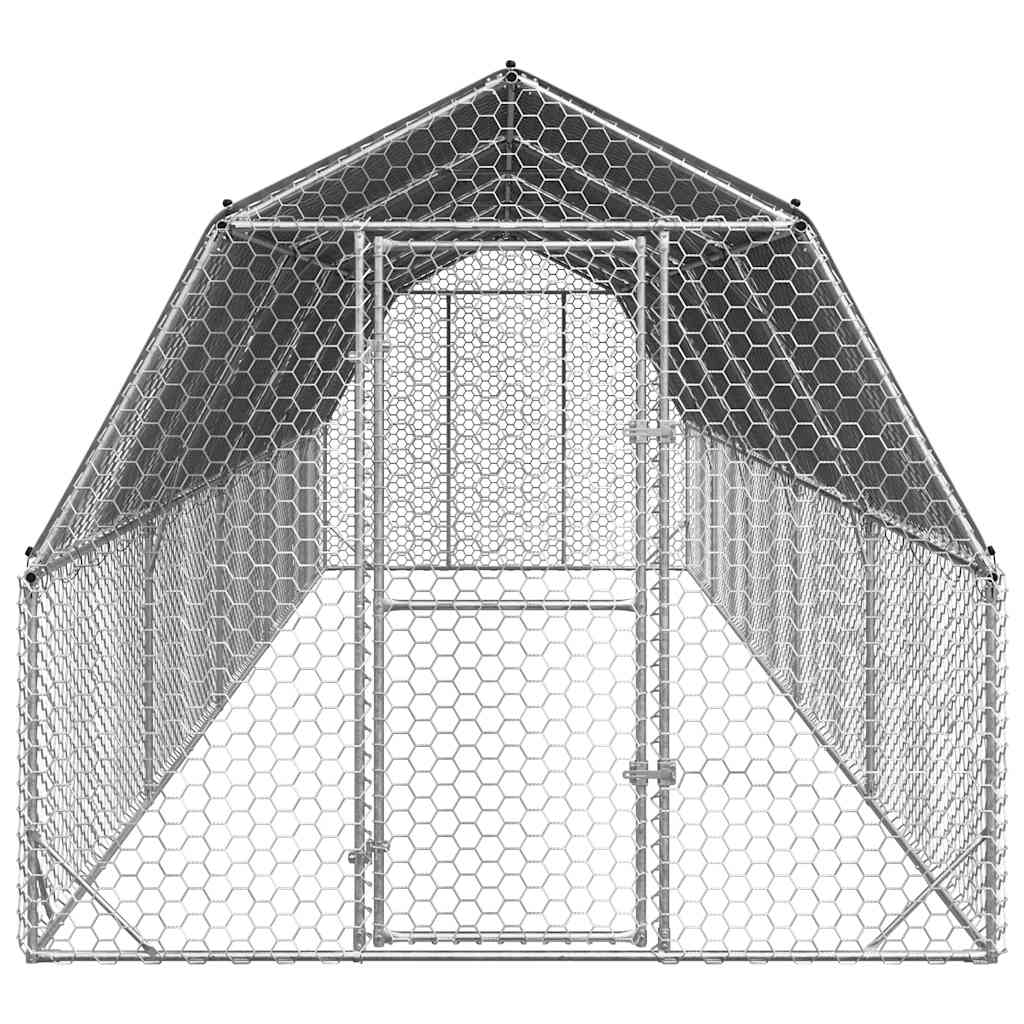 vidaXL Kurnik z dachem 2,5x10x2,25 m Stal ocynkowana