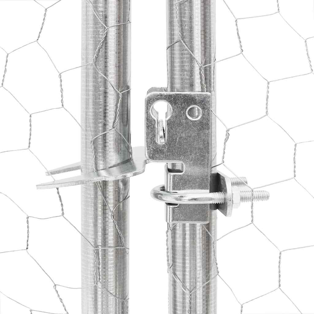 vidaXL Kurnik z dachem 2,5x10x2,25 m Stal ocynkowana