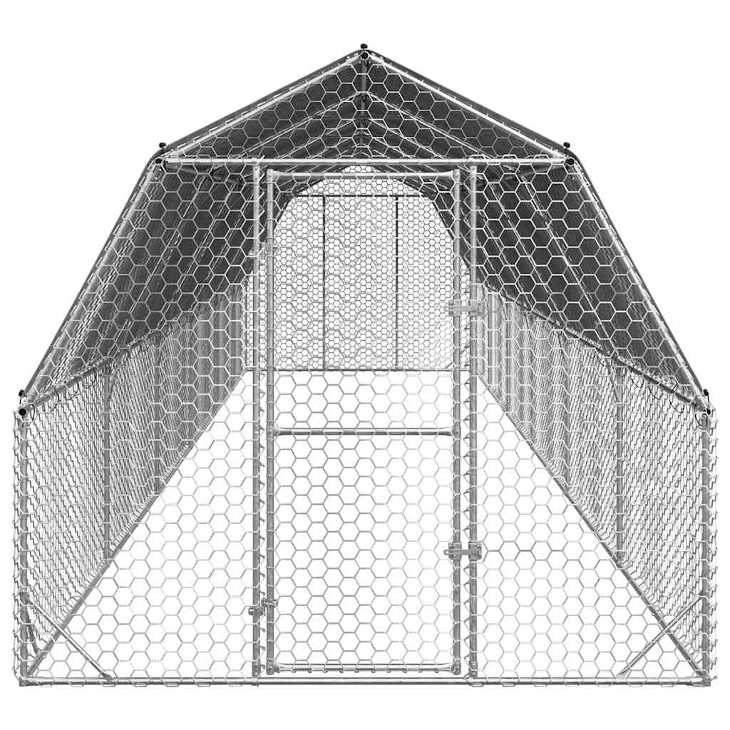 vidaXL Kurnik z dachem 2,5x12x2,25 m Stal ocynkowana