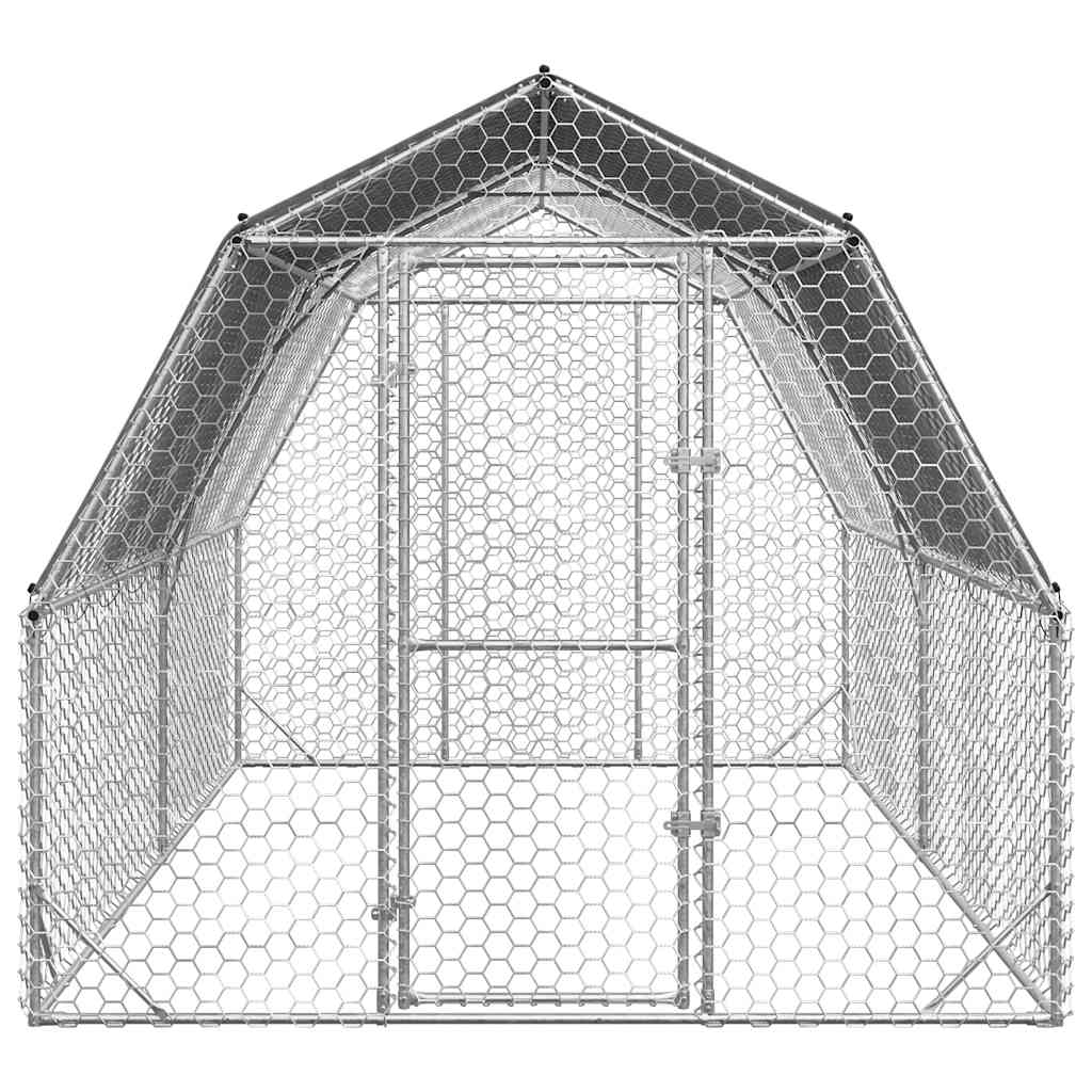 vidaXL Kurnik z dachem 2,5x4x2,25 m Stal ocynkowana