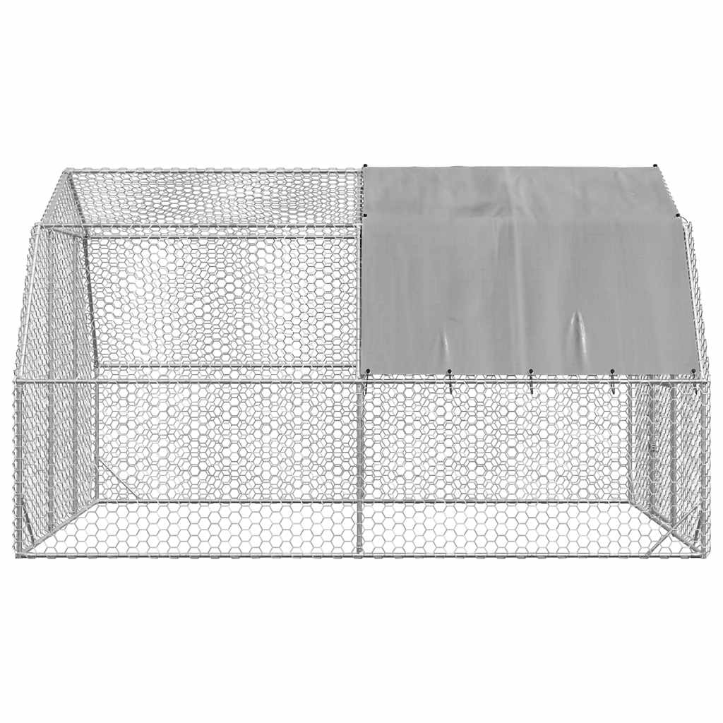 vidaXL Kurnik z dachem 2,5x4x2,25 m Stal ocynkowana