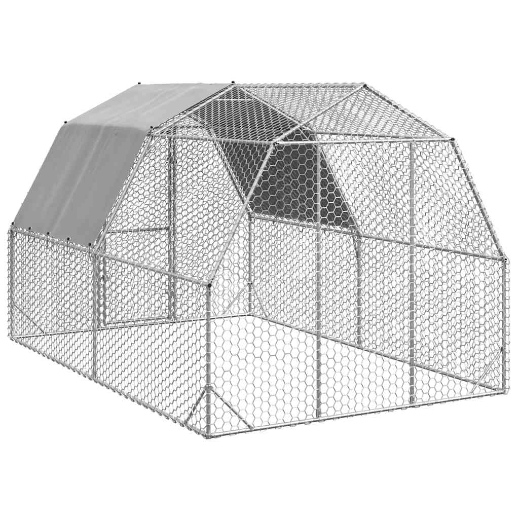 vidaXL Kurnik z dachem 2,5x4x2,25 m Stal ocynkowana