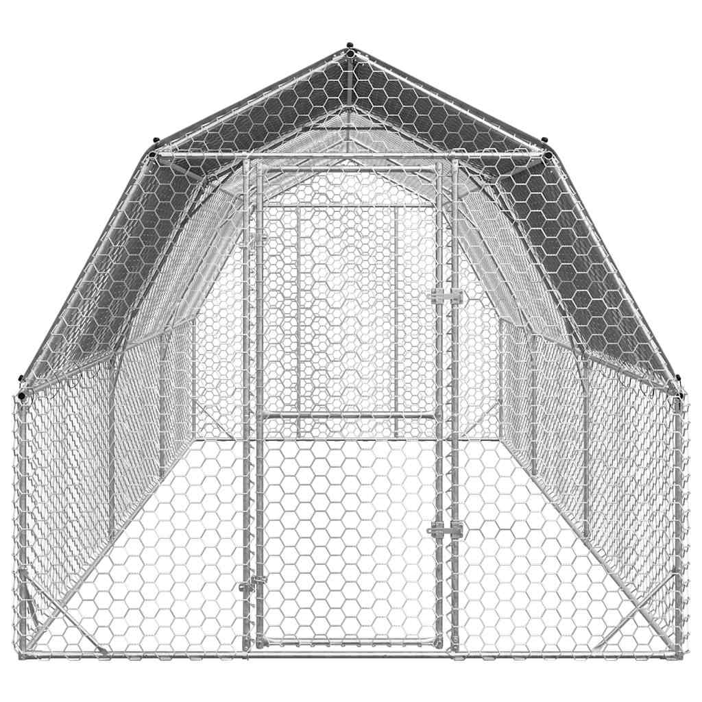 vidaXL Kurnik z dachem 2,5x6x2,25 m Stal ocynkowana