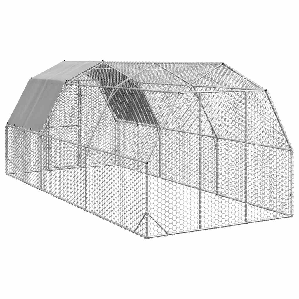 vidaXL Kurnik z dachem 2,5x6x2,25 m Stal ocynkowana