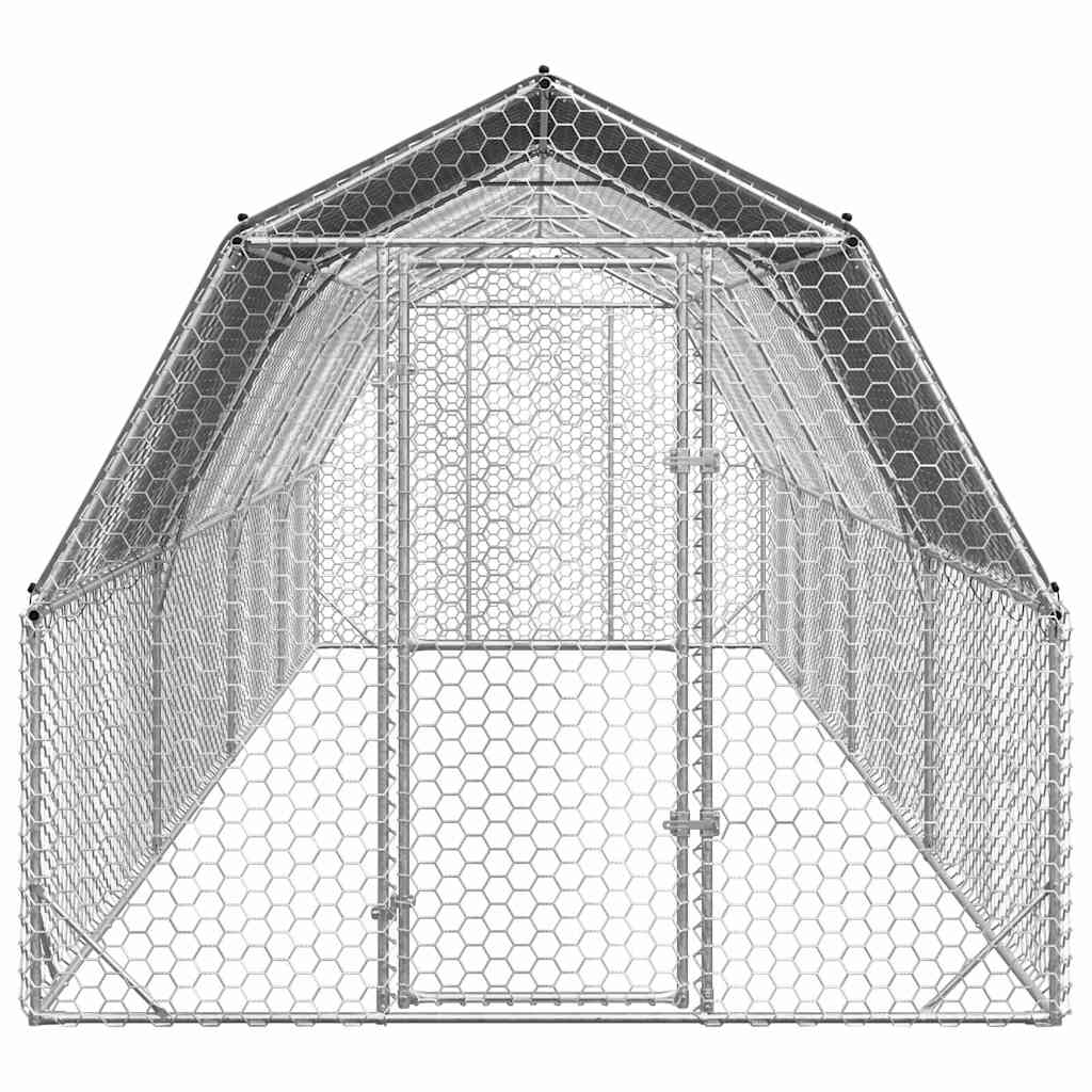 vidaXL Kurnik z dachem 2,5x8x2,25 m Stal ocynkowana