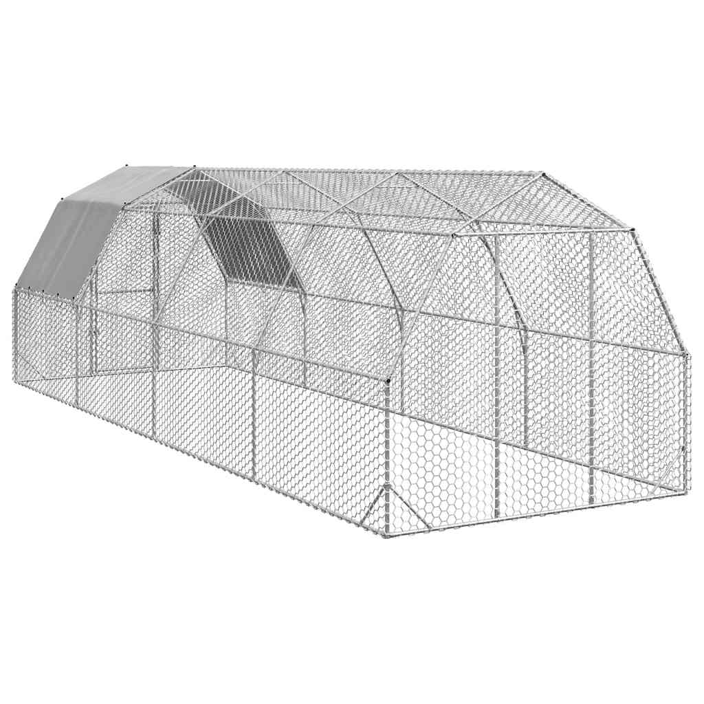 vidaXL Kurnik z dachem 2,5x8x2,25 m Stal ocynkowana