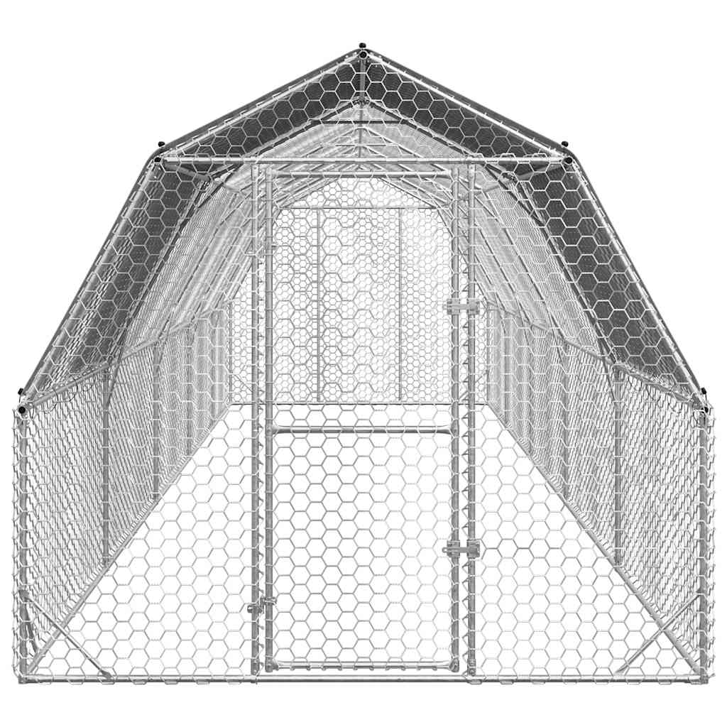 vidaXL Kurnik z dachem 2,5x10x2,25 m Stal ocynkowana