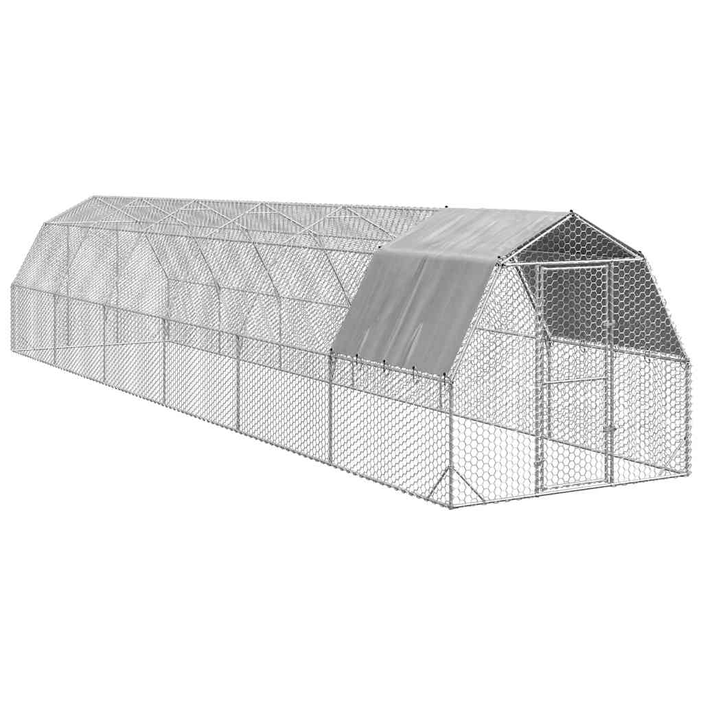 vidaXL Kurnik z dachem 2,5x12x2,25 m Stal ocynkowana
