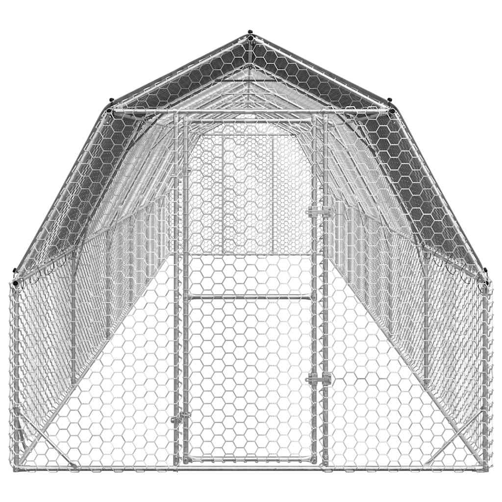 vidaXL Kurnik z dachem 2,5x12x2,25 m Stal ocynkowana