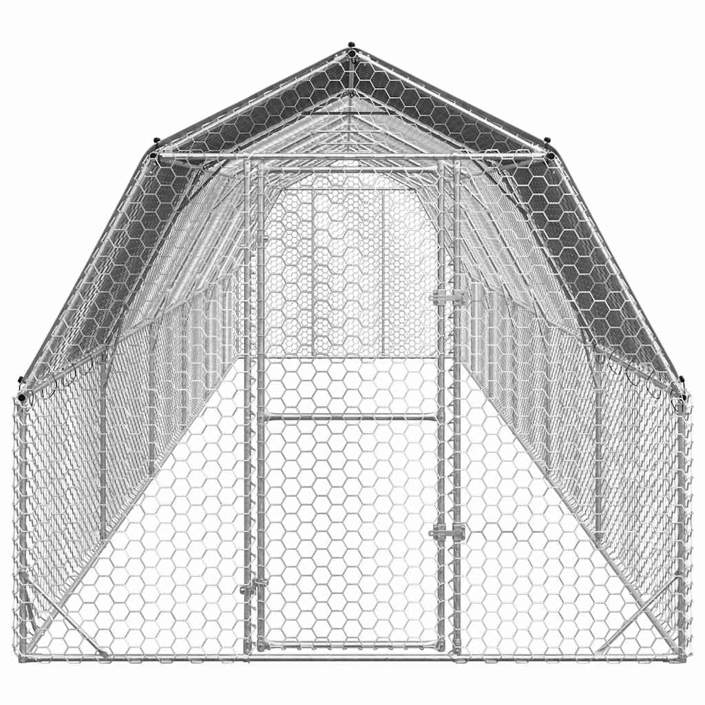 vidaXL Kurnik z dachem 2,5x12x2,25 m Stal ocynkowana