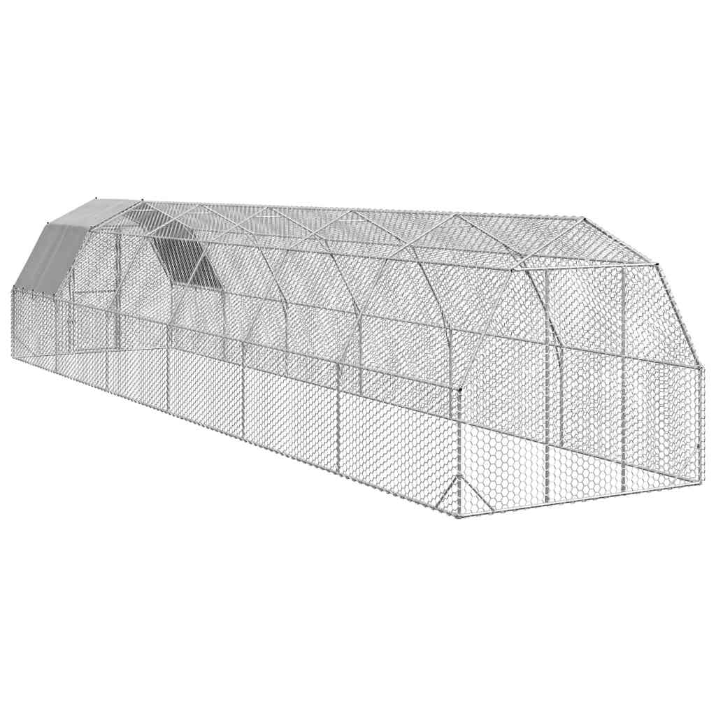 vidaXL Kurnik z dachem 2,5x12x2,25 m Stal ocynkowana