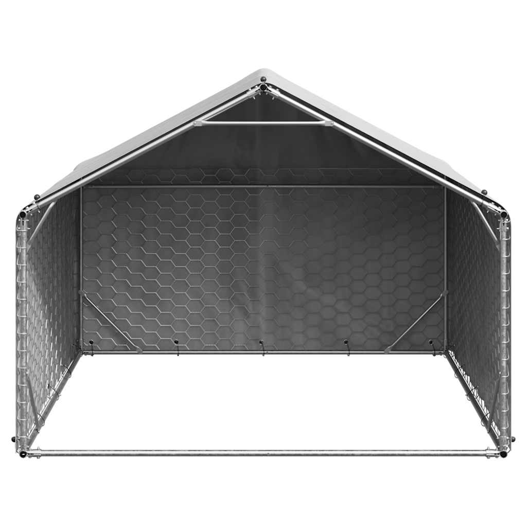 vidaXL Buda dla psa na zewnątrz z pokrowcem 2x2x1,5 m, ocynkowana stal
