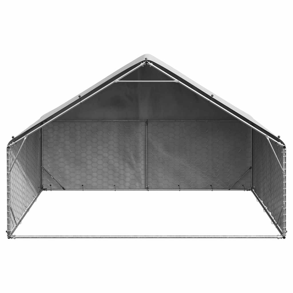 vidaXL Buda dla psa na zewnątrz z pokrowcem 3x2x1,9 m, ocynkowana stal