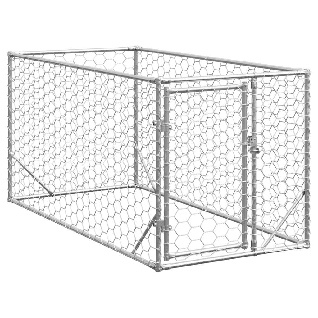 vidaXL Buda dla psa na zewnątrz z drzwiami 2x1x1 m, ocynkowana stal