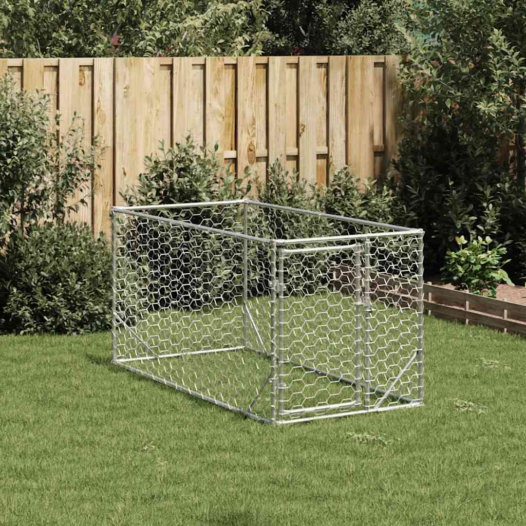 vidaXL Buda dla psa na zewnątrz z drzwiami 2x1x1 m, ocynkowana stal