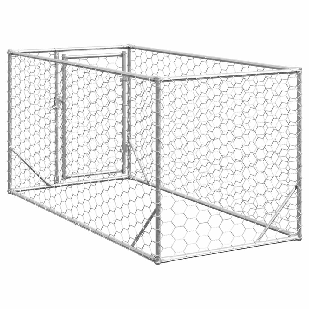 vidaXL Buda dla psa na zewnątrz z drzwiami 2x1x1 m, ocynkowana stal