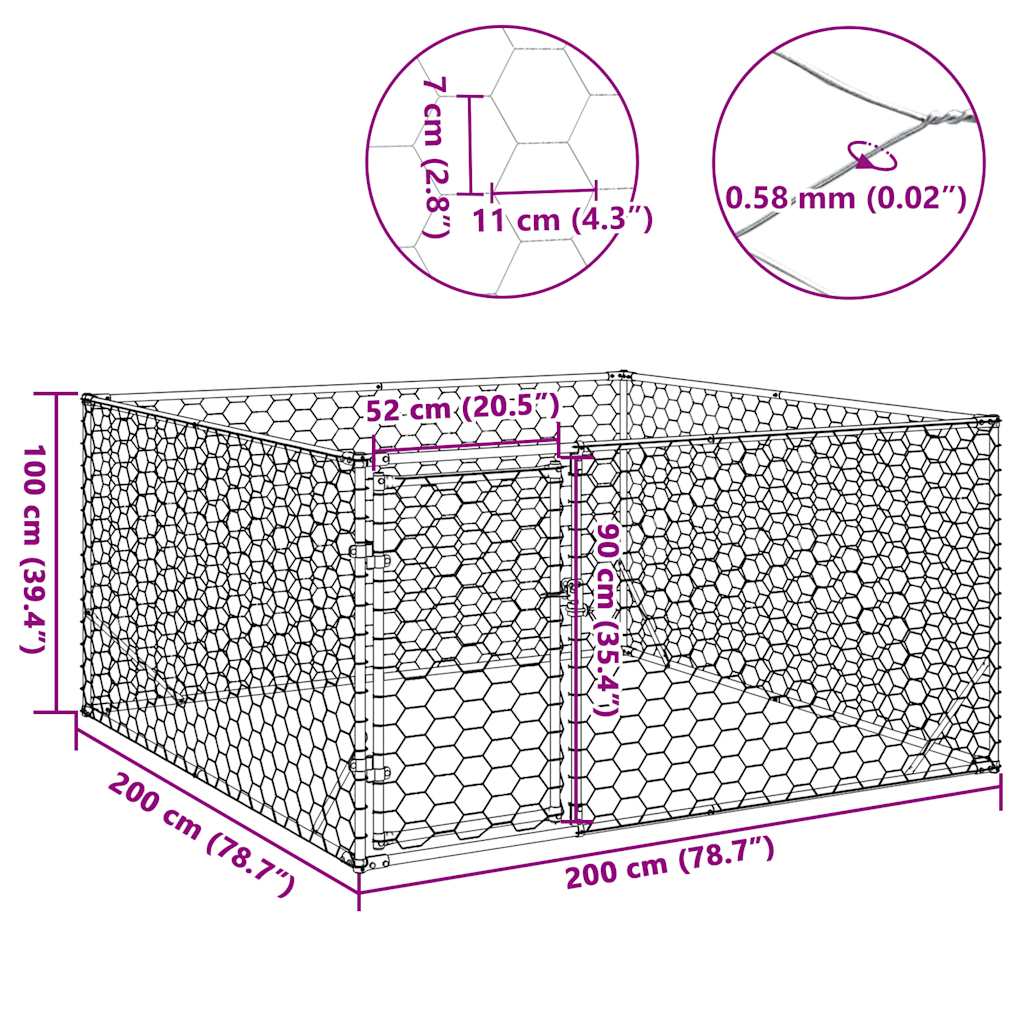vidaXL Zewnętrzna buda dla psa z drzwiami 2x2x1 m, ocynkowana stal