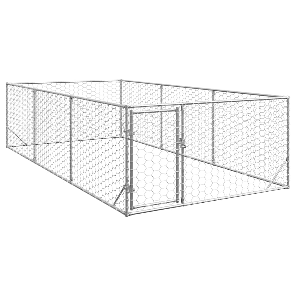 vidaXL Buda dla psa na zewnątrz z drzwiami 2x4x1 m, ocynkowana stal