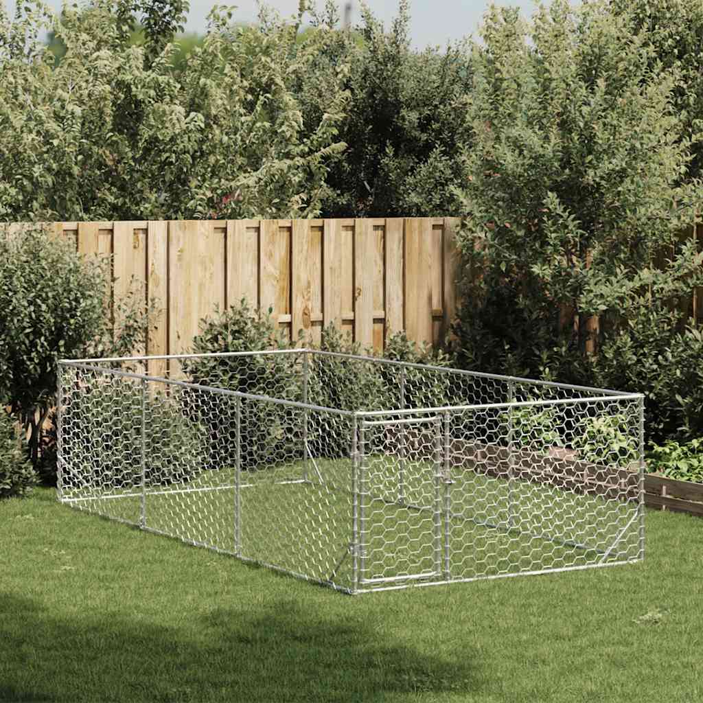 vidaXL Buda dla psa na zewnątrz z drzwiami 2x4x1 m, ocynkowana stal