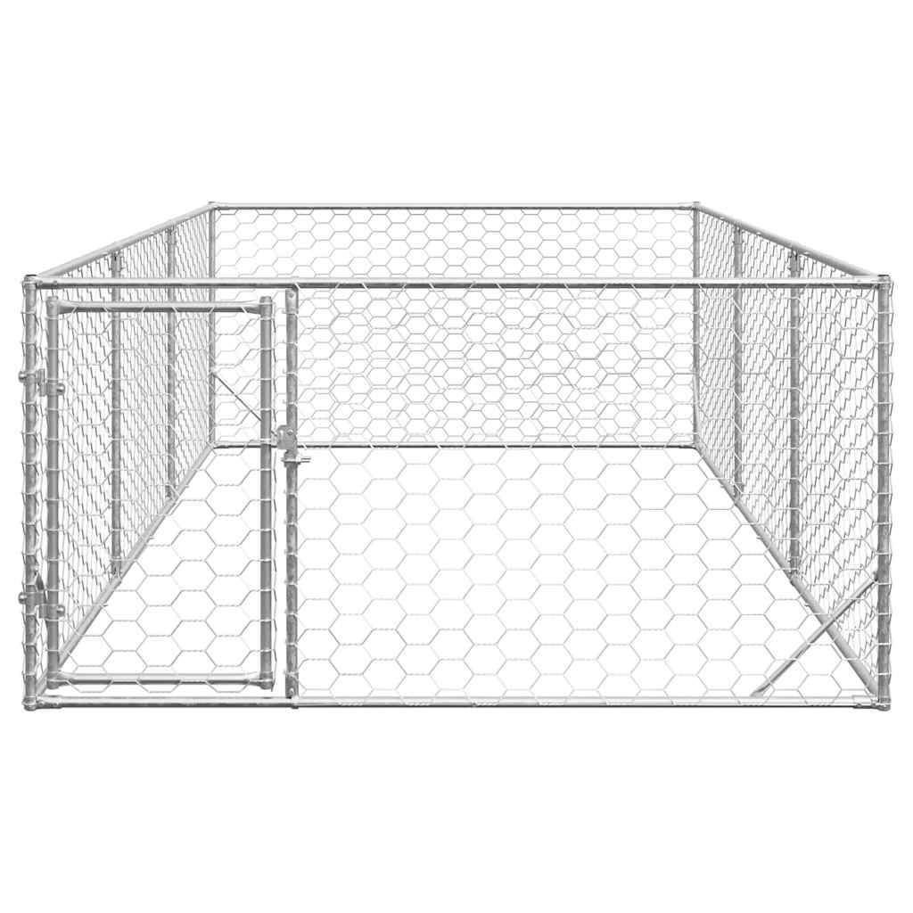 vidaXL Buda dla psa na zewnątrz z drzwiami 2x4x1 m, ocynkowana stal