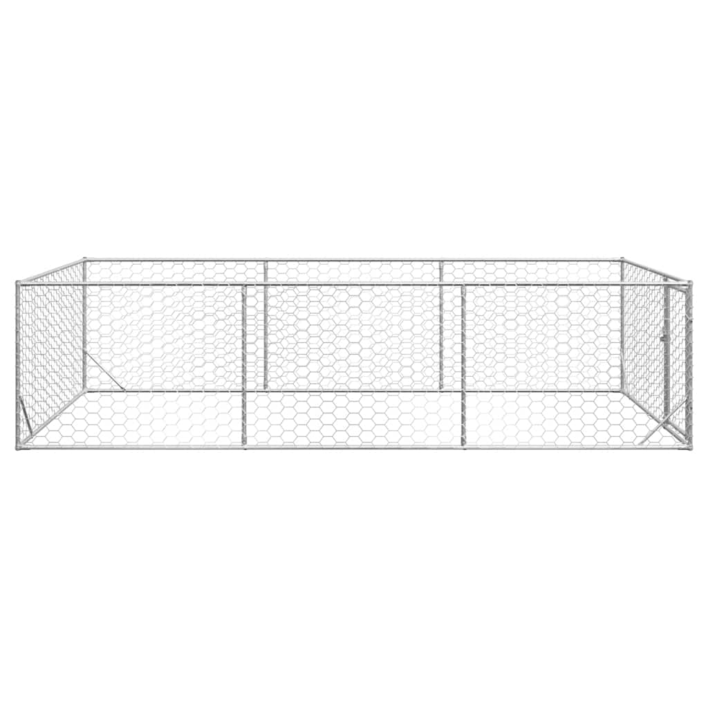 vidaXL Buda dla psa na zewnątrz z drzwiami 2x4x1 m, ocynkowana stal