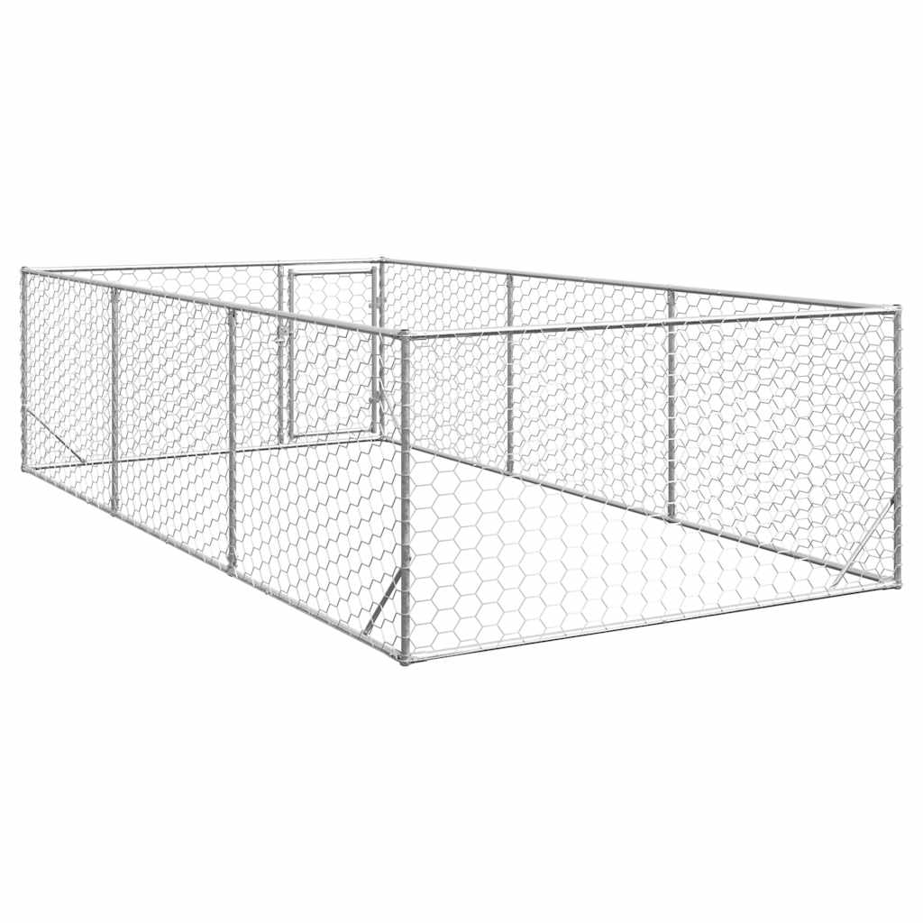 vidaXL Buda dla psa na zewnątrz z drzwiami 2x4x1 m, ocynkowana stal