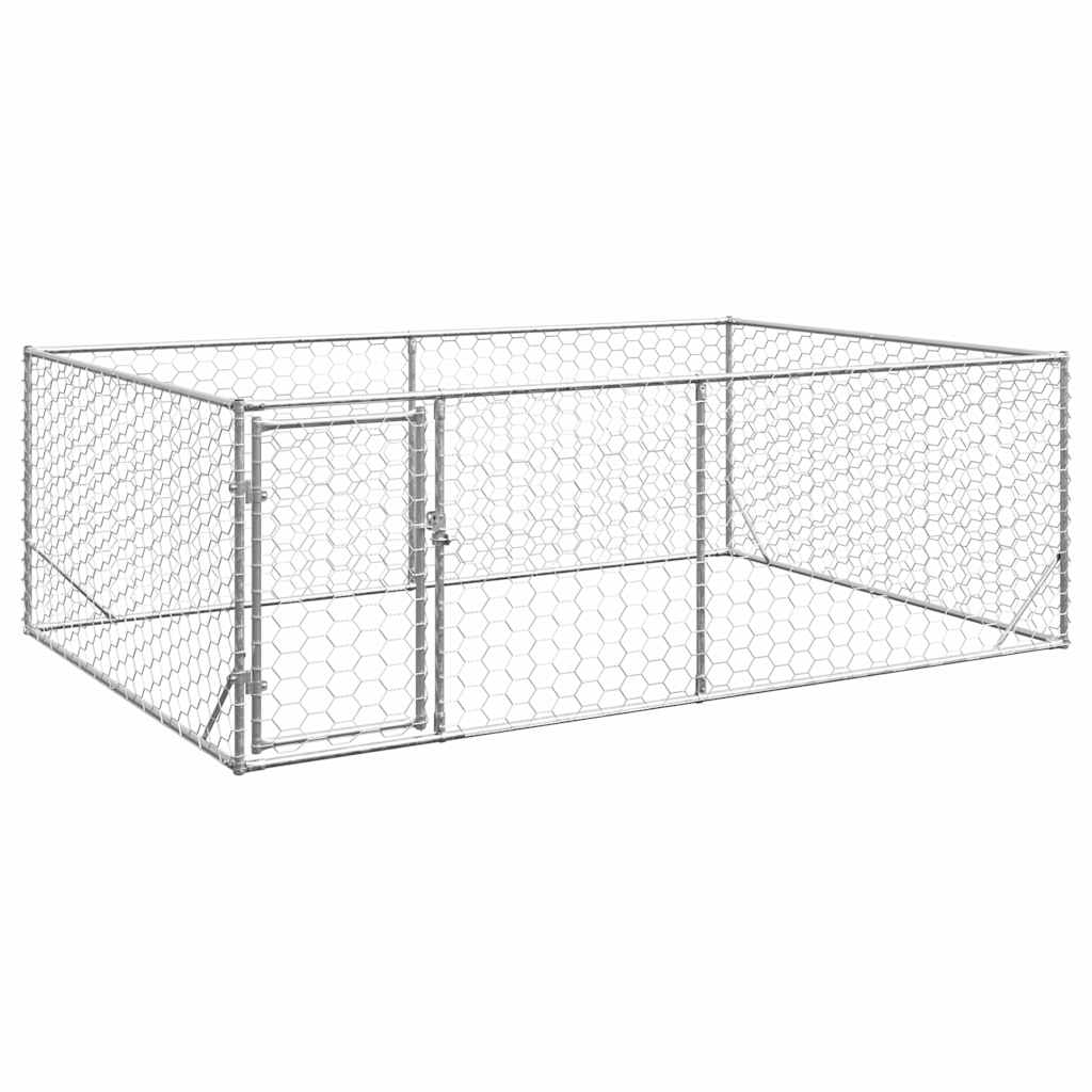 vidaXL Buda dla psa na zewnątrz z drzwiami 3x2x1 m, ocynkowana stal
